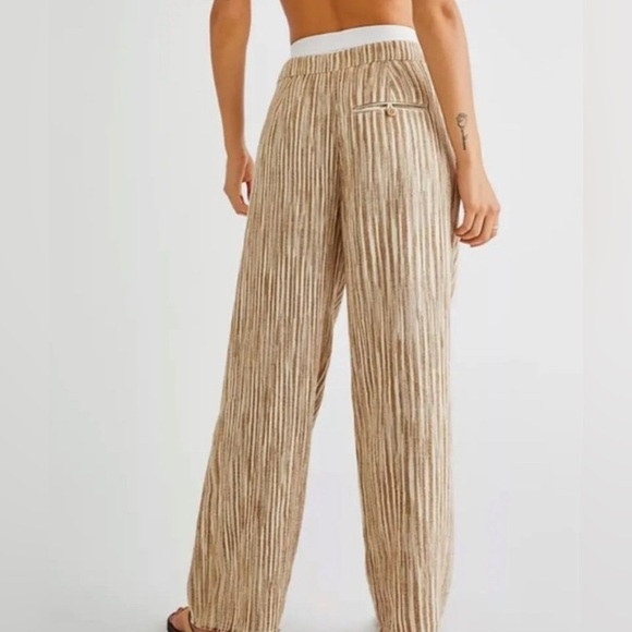Free People Marta Yarn Striped Dyed Trouser Pants Fringe Hem - Picture 2 of 7